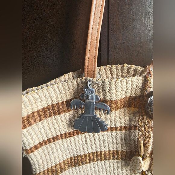 Sisal market tote - Gem Hasting & Smith Handwoven Sisal Tote bag with Decorative Eclectic Charms Market
